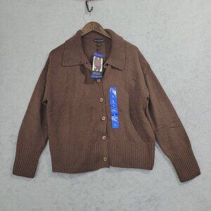 NEW Banana Republic Womens Brown Button-Front Cardigan Sweater L